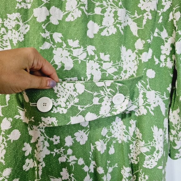 Ann Taylor Loft Green & White Floral Linen Blend Coat Size 6《917》J - Picture 7 of 11